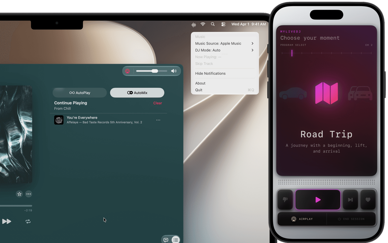 MyLiveDJ adaptive music experiences on Mac and iPhone